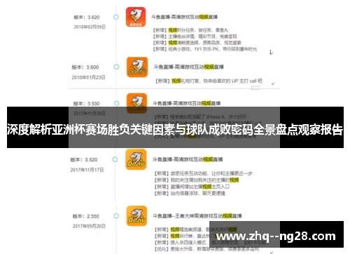 深度解析亚洲杯赛场胜负关键因素与球队成败密码全景盘点观察报告